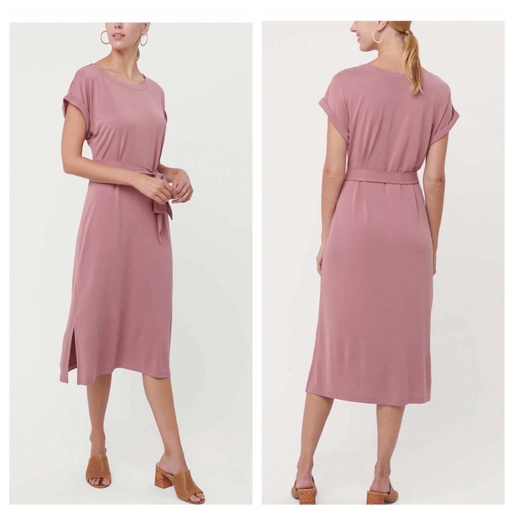 Dolman Tie Waist Modern Minimalist MIDI Dress M L - Picture 2 of 6
